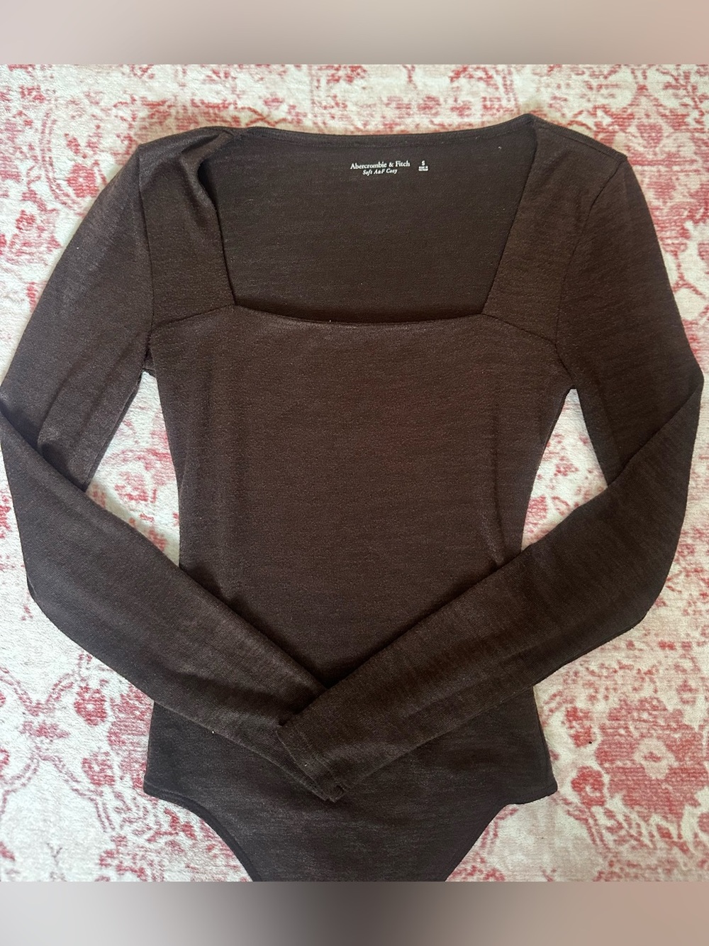 Abercrombie & Fitch Women's Square Neck Long-Sleeve Bodysuit - Dark Brown